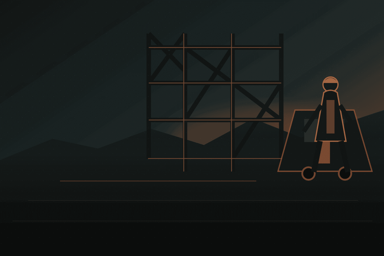 Industrial jobsite illustration with a contractor reviewing a work site